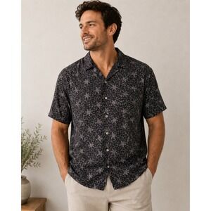 Vintage Untied Men's 100% Silk Floral Paisley Button Up Shirt M Short Sleeve